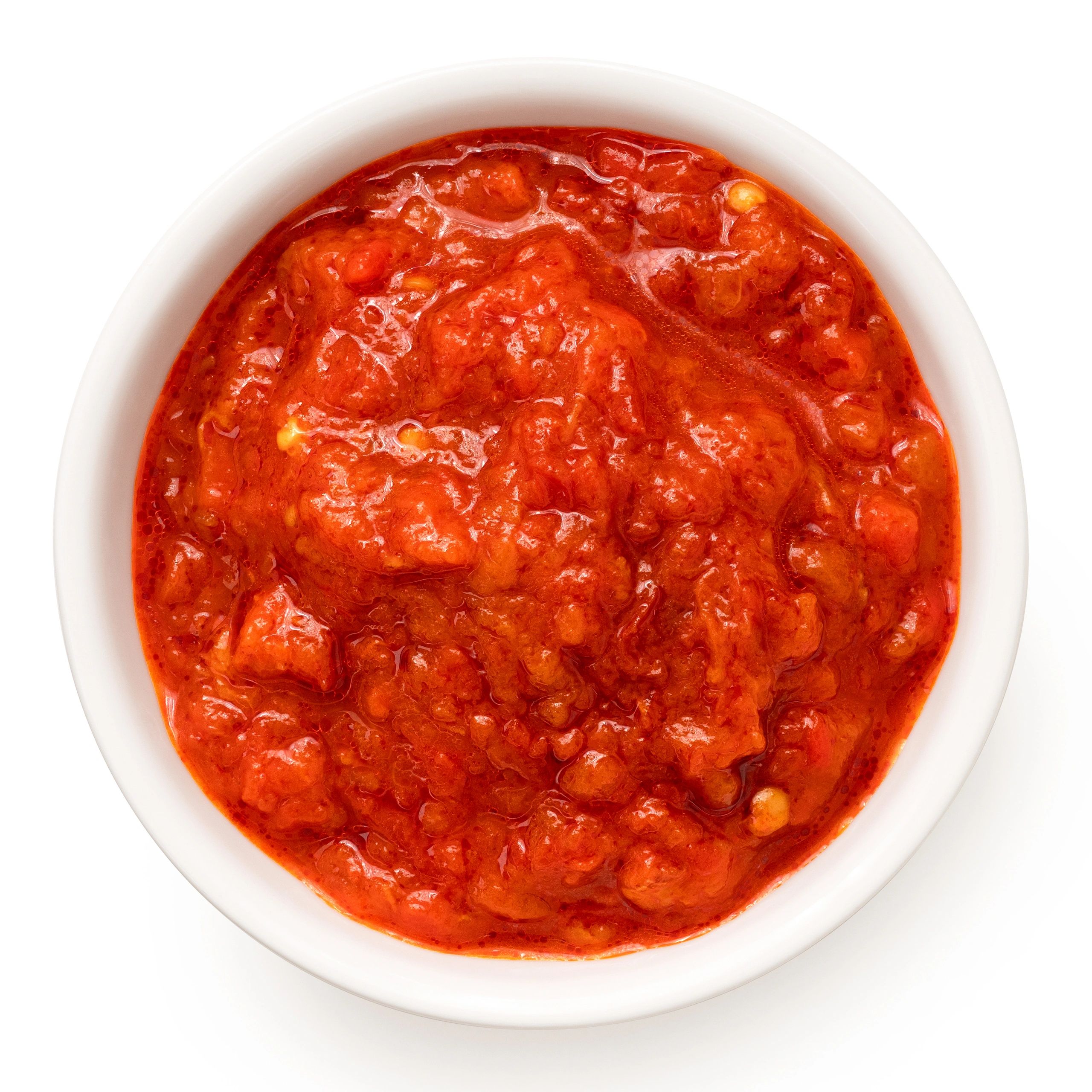 sauces in bowls on white background